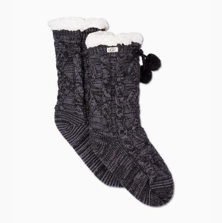 UGG Pom Pom Fleece Lined Crew - Sokker Dame - Dyp Grå (NO-R550)